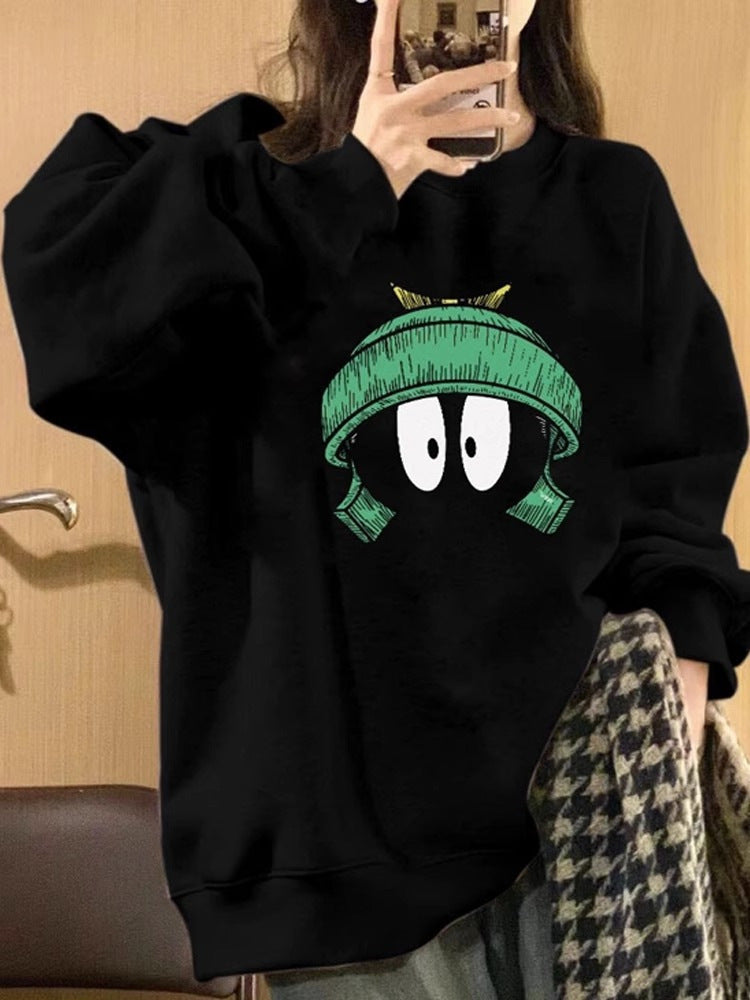 Loose Casual Fleece-lined Hoodless Sweater Women