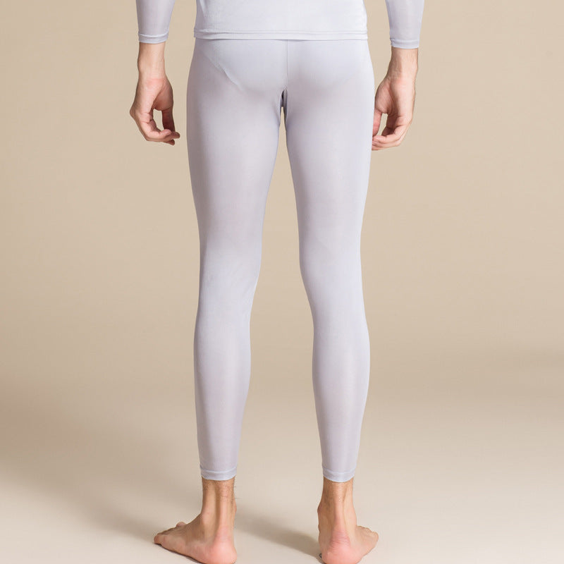 Men's Silk Knitted Warm Trousers Mulberry Silk Comfortable Thin Leggings Compression Pants Slim Fit Long Johns
