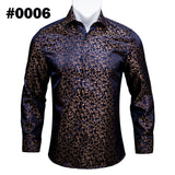 Floral Long Sleeve Silk Shirts Men