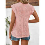 Eyelet Round Neck Cap Sleeve Top