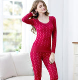 Seamless Thermal Set With Soft Lace Collar