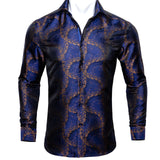 Floral Long Sleeve Silk Shirts Men