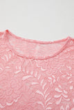 Lace Flower Round Neck Long Sleeve Top