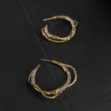 Gold Plated Two-tone 925 Silver Pin Earrings
