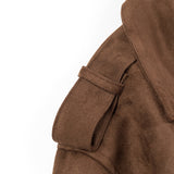 European And American Style Deerskin Velvet Lapel Double Breasted With Belt Trench Coat