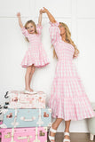 Fashion Floral Square Collar Lantern Sleeve Mother-daughter