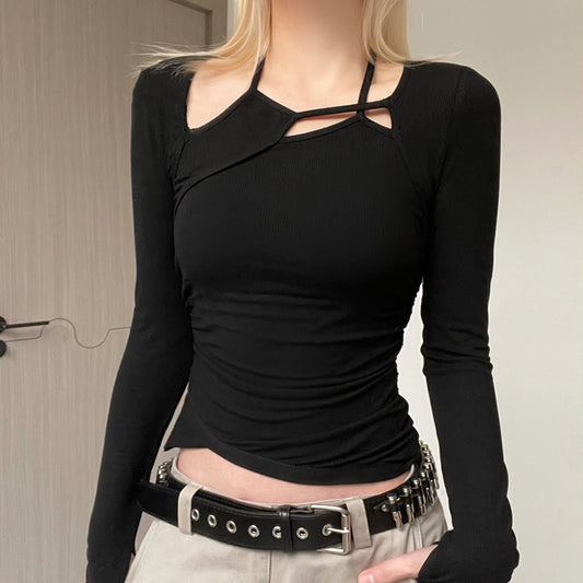 Girls' Personalized Hollow-out Asymmetrical T-shirt