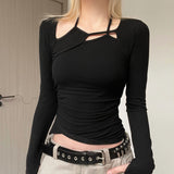 Girls' Personalized Hollow-out Asymmetrical T-shirt