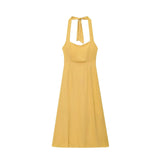 Halter neck dress waist sexy big backless long skirt