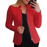 Solid Color Long-sleeve Zipper Suit Top