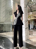 Stylish Black Checkered Top & Bottom Set for Women
