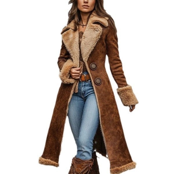 Denim Western Vintage Plush Warm Coat - MyStylz