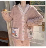 Women's Fashionable Temperament Plush Pajamas Homewear Suit