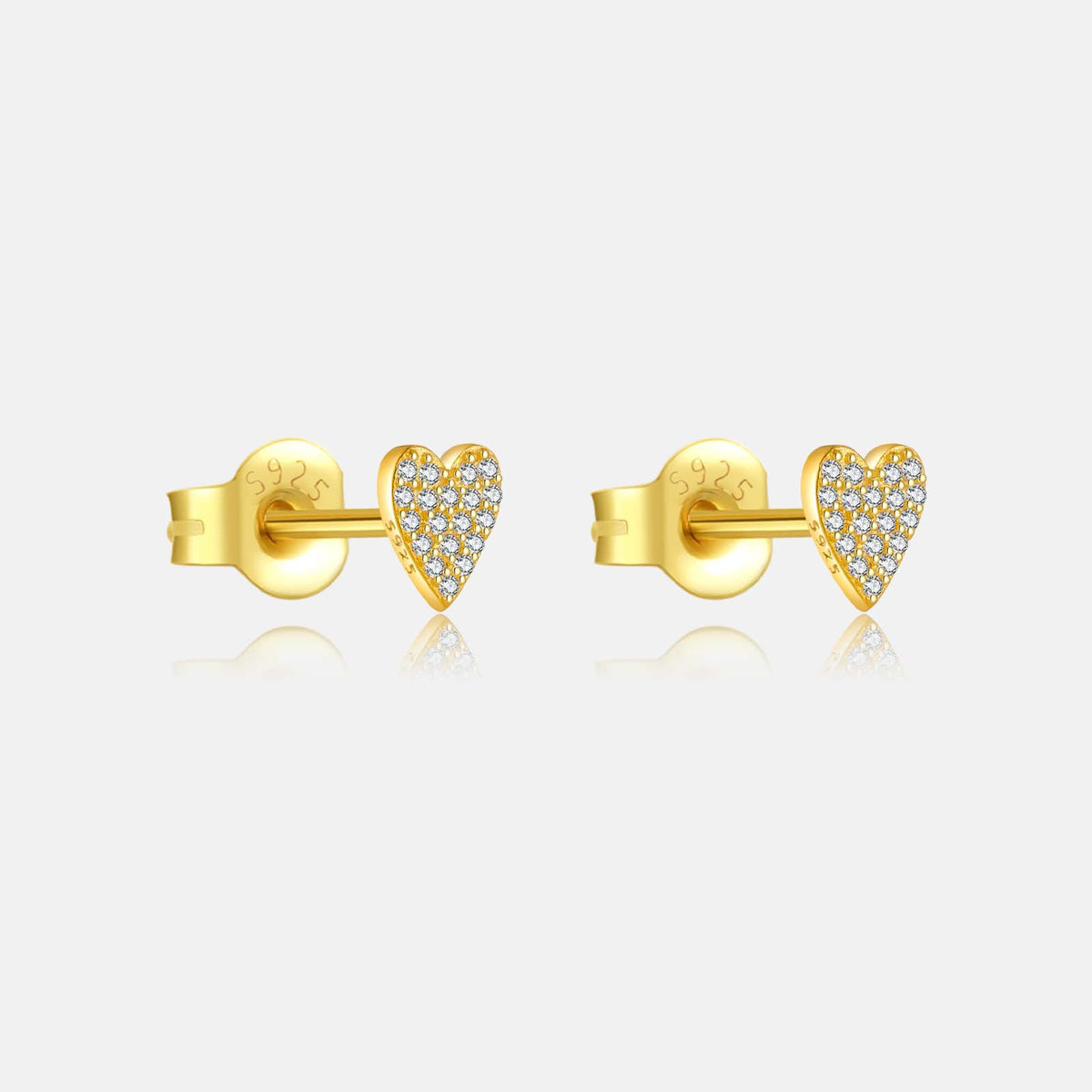 Silver Heart-shaped Zircon Stud Earrings