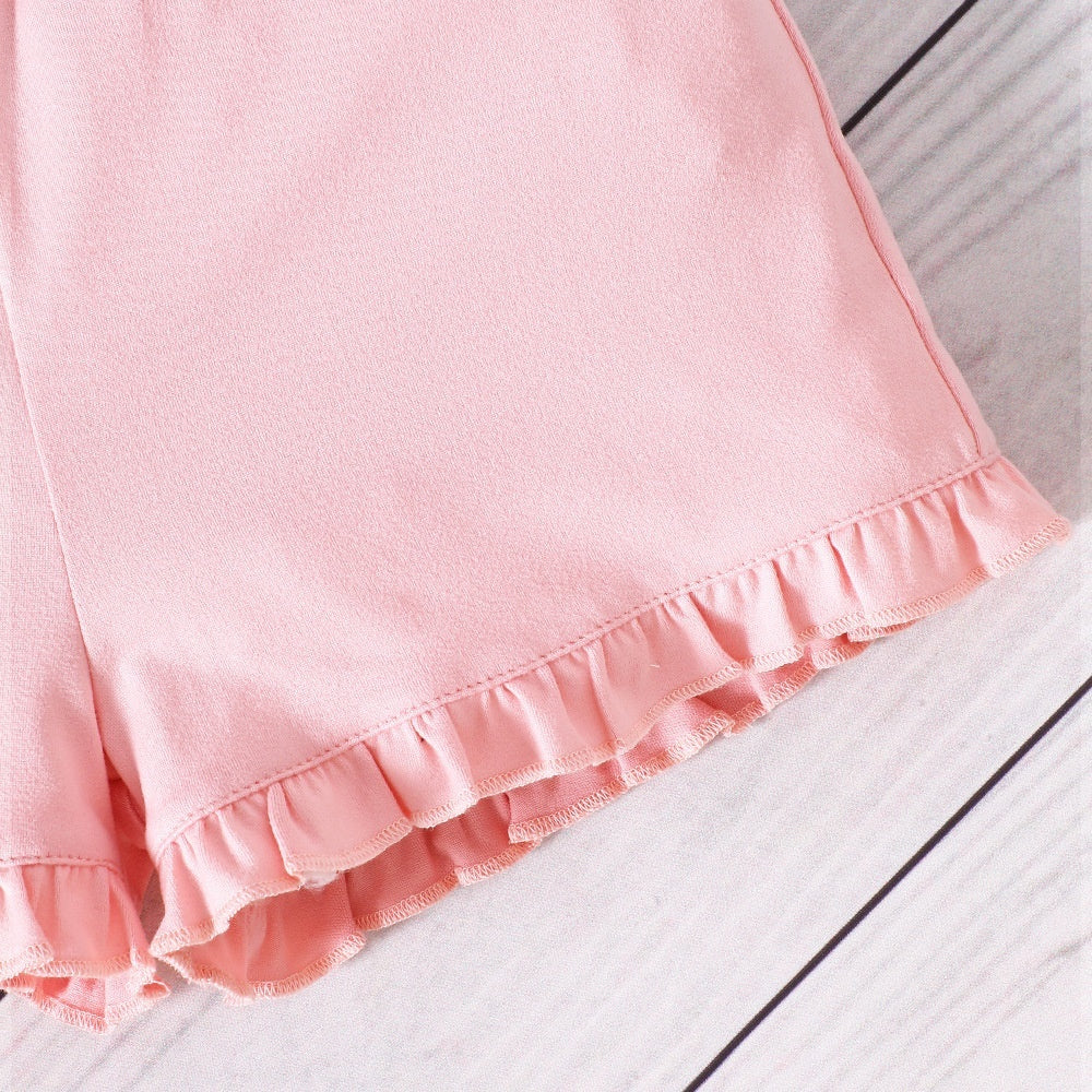 Girls' Floral Printed Shorts Two-piece Set
