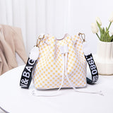 Printed Bucket Bag PU Multi Layer Soft Leather
