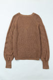 Openwork V-Neck Button Up Cardigan