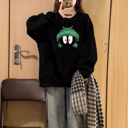 Loose Casual Fleece-lined Hoodless Sweater Women