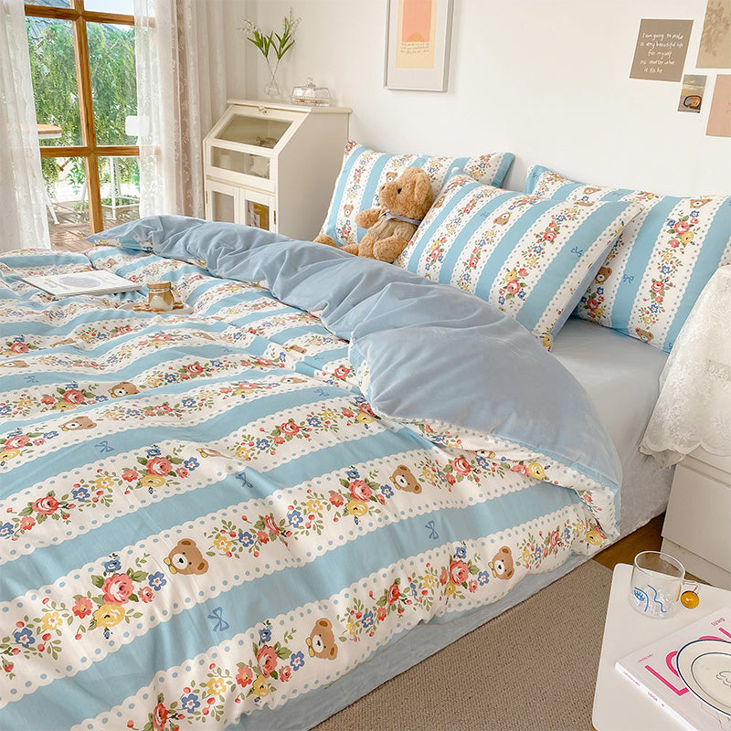 Milk Velvet Four-piece Cotton Single-sided Bed Sheets