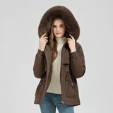Waist Trimming Short Hooded New Big Fur Collar Coat Women's Clothing