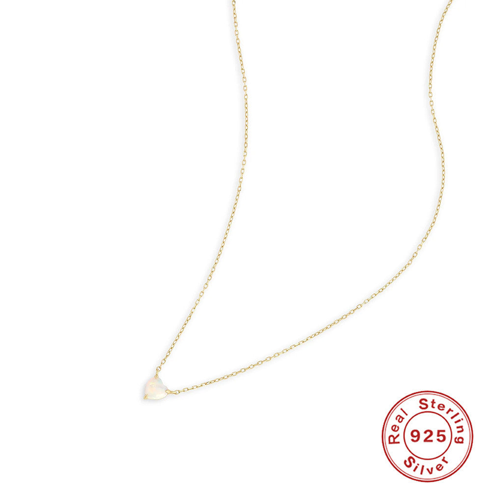 S925 Sterling Silver Simple Heart-shaped Diamond Necklace Valentine's Day Gift