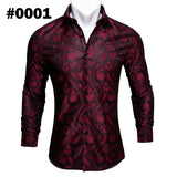 Floral Long Sleeve Silk Shirts Men