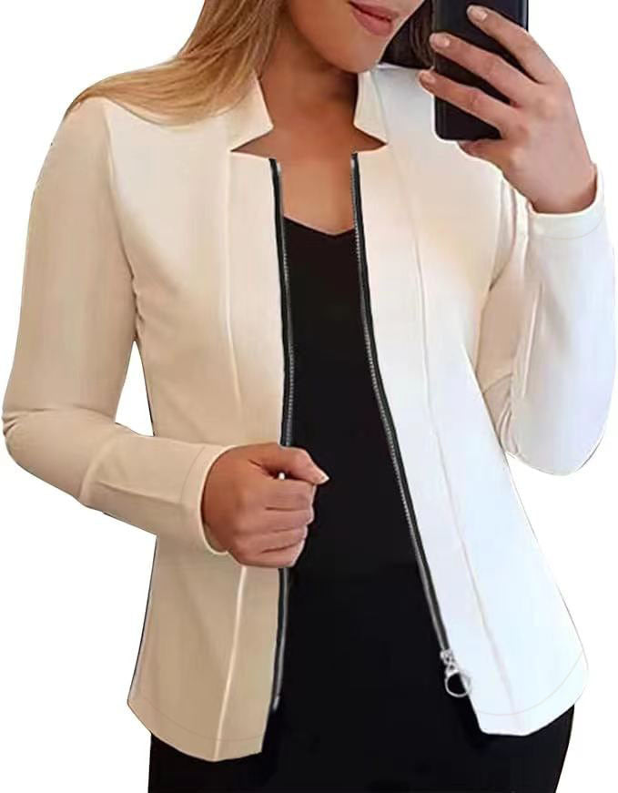 Solid Color Long-sleeve Zipper Suit Top