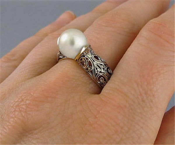 Inlaid Imported Artificial ABS Pearl Ring