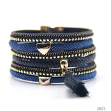 Denim Ladies Bracelet Leather Multilayer Magnetic Buckle Jewelry