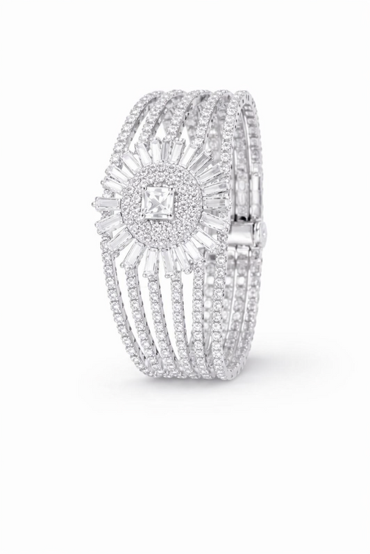 Elegant Multi-Layered Crystal Statement Bracelet