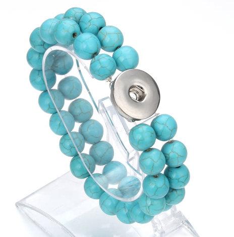 Bracelet - Snap Jewelry - Turquoise Style Natural Stone Two-Strand
