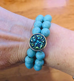 Bracelet - Snap Jewelry - Turquoise Style Natural Stone Two-Strand
