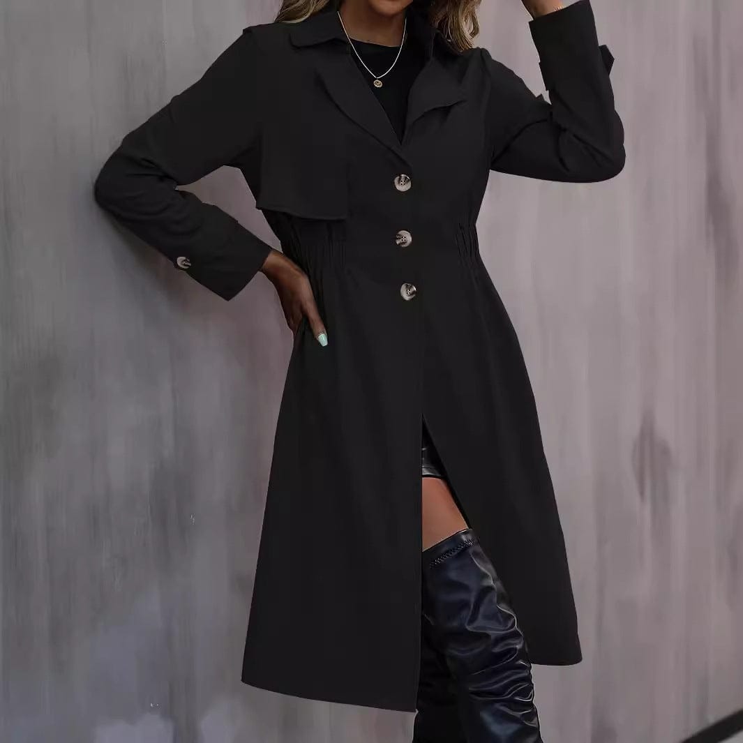 Long Waist Cotton Fashion Jacket Long Sleeve Trench Coat - MyStylz