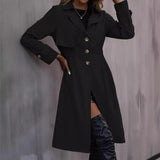 Long Waist Cotton Fashion Jacket Long Sleeve Trench Coat - MyStylz