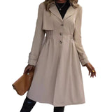 Long Waist Cotton Fashion Jacket Long Sleeve Trench Coat - MyStylz