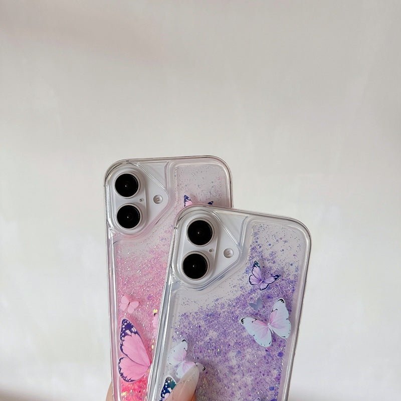 Luminous Butterfly Glitter Liquid Mobile Phone Protective Case - MyStylz