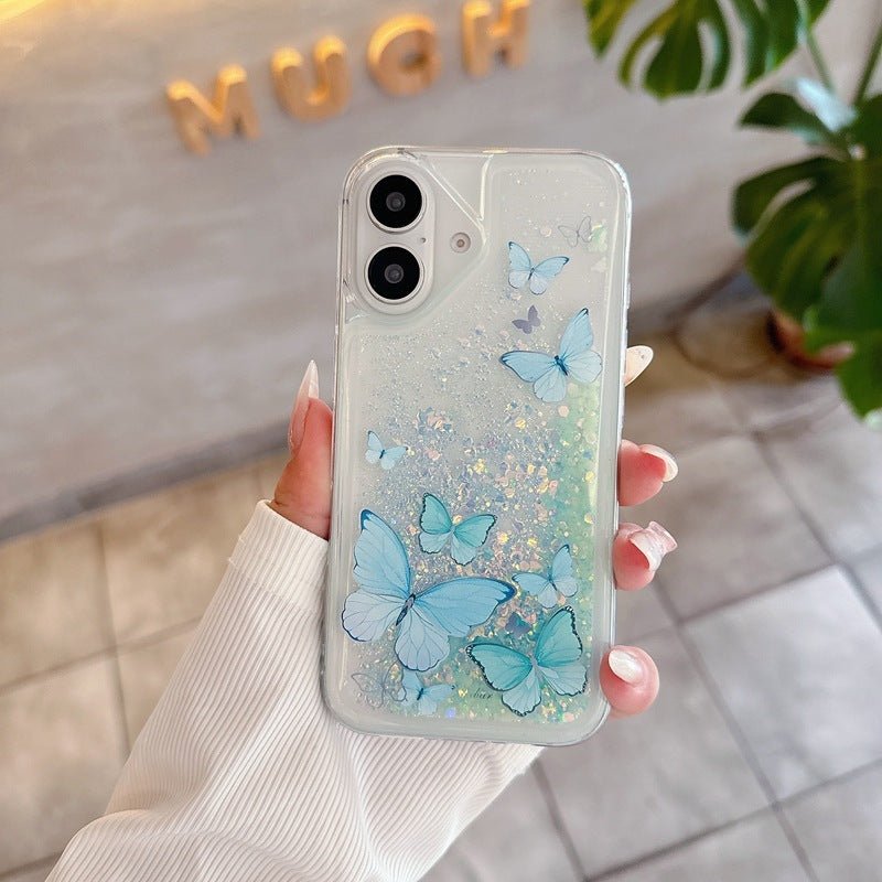 Luminous Butterfly Glitter Liquid Mobile Phone Protective Case - MyStylz