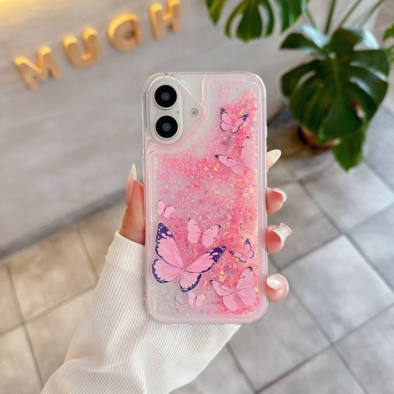 Luminous Butterfly Glitter Liquid Mobile Phone Protective Case - MyStylz
