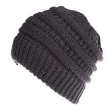 Mixed Color Knitted Wool Hat Ladies Non - labeled Ponytail Hat - MyStylz