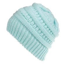Mixed Color Knitted Wool Hat Ladies Non - labeled Ponytail Hat - MyStylz