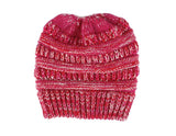 Mixed Color Knitted Wool Hat Ladies Non - labeled Ponytail Hat - MyStylz