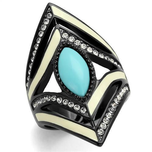TK2099 - IP Black(Ion Plating) Stainless Steel Ring with Synthetic