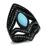 TK2482 - IP Black(Ion Plating) Stainless Steel Ring with Synthetic