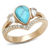 TK3200 - IP Rose Gold(Ion Plating) Stainless Steel Ring with Synthetic