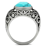 TK498 - High polished (no plating) Stainless Steel Ring with Synthetic