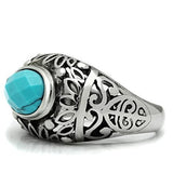 TK498 - High polished (no plating) Stainless Steel Ring with Synthetic