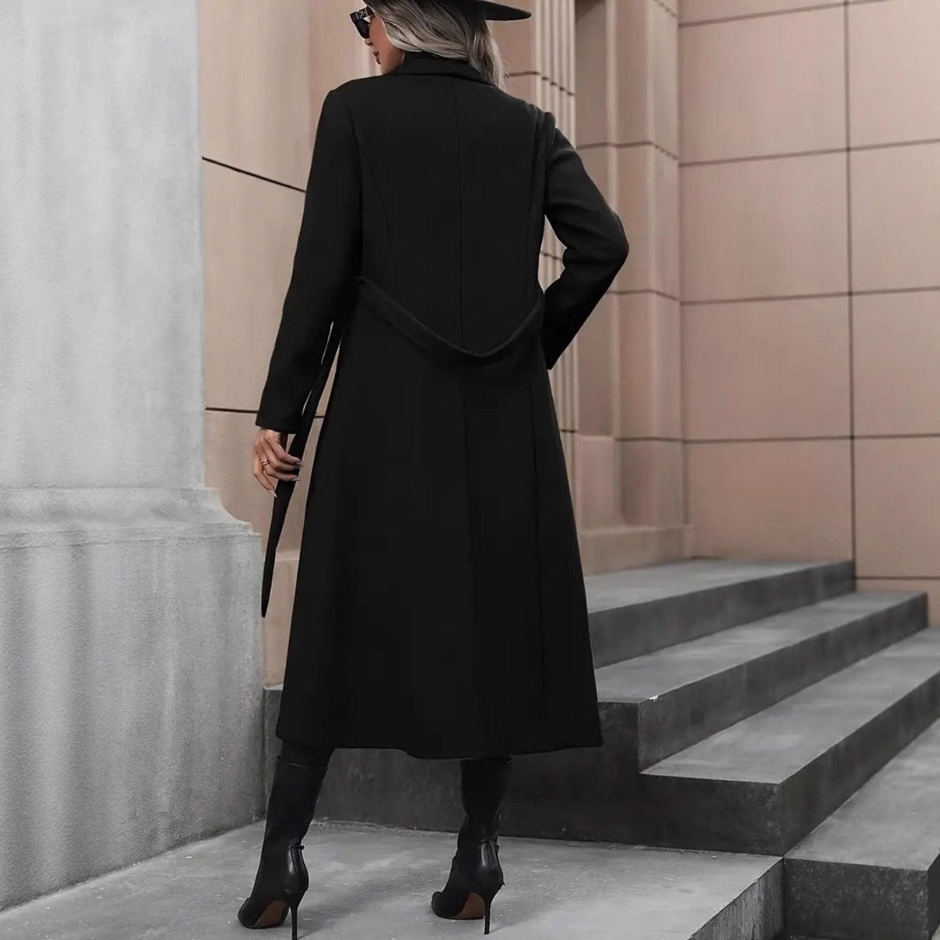 Women's Minimalist Basic Belt King - size Coat - MyStylz