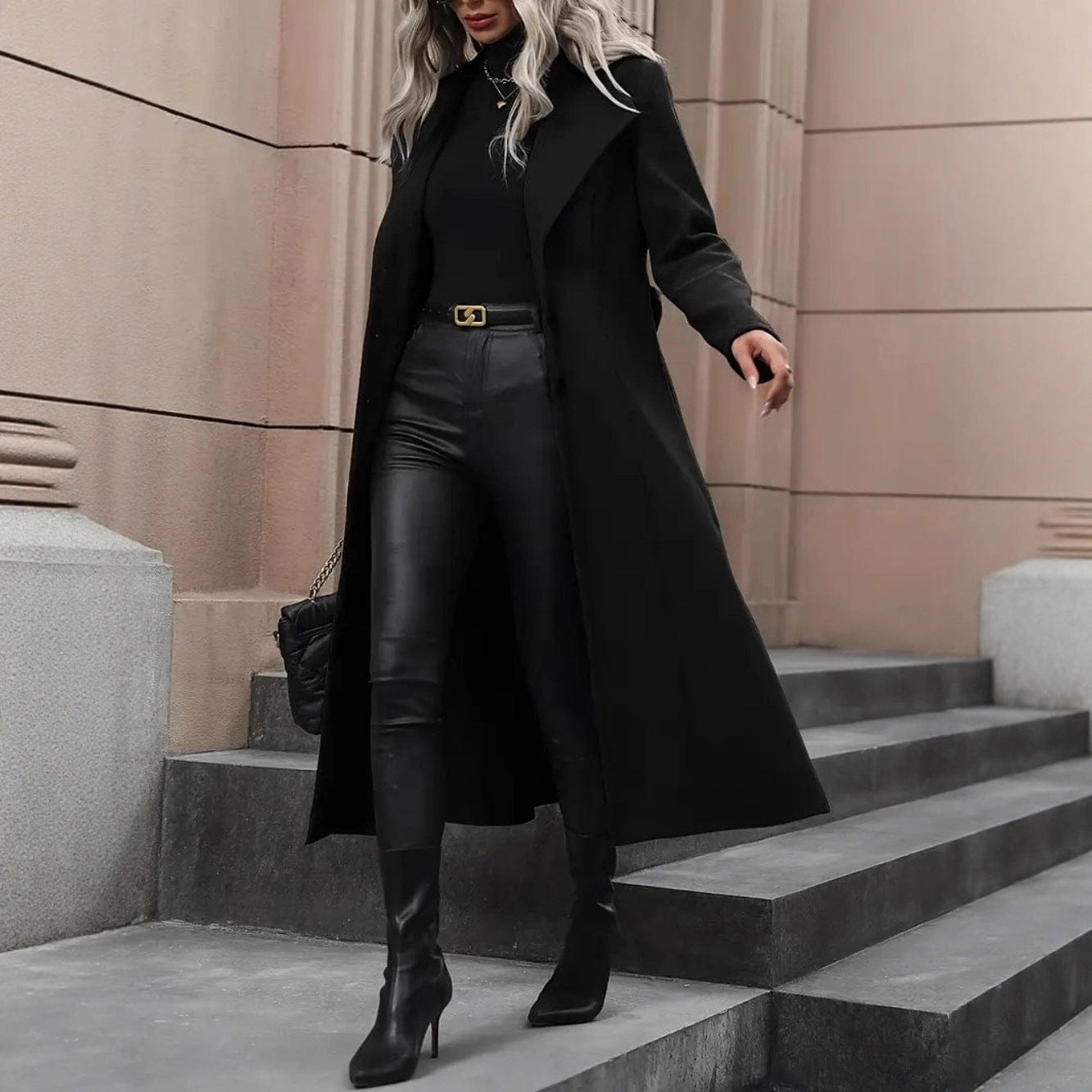 Women's Minimalist Basic Belt King - size Coat - MyStylz