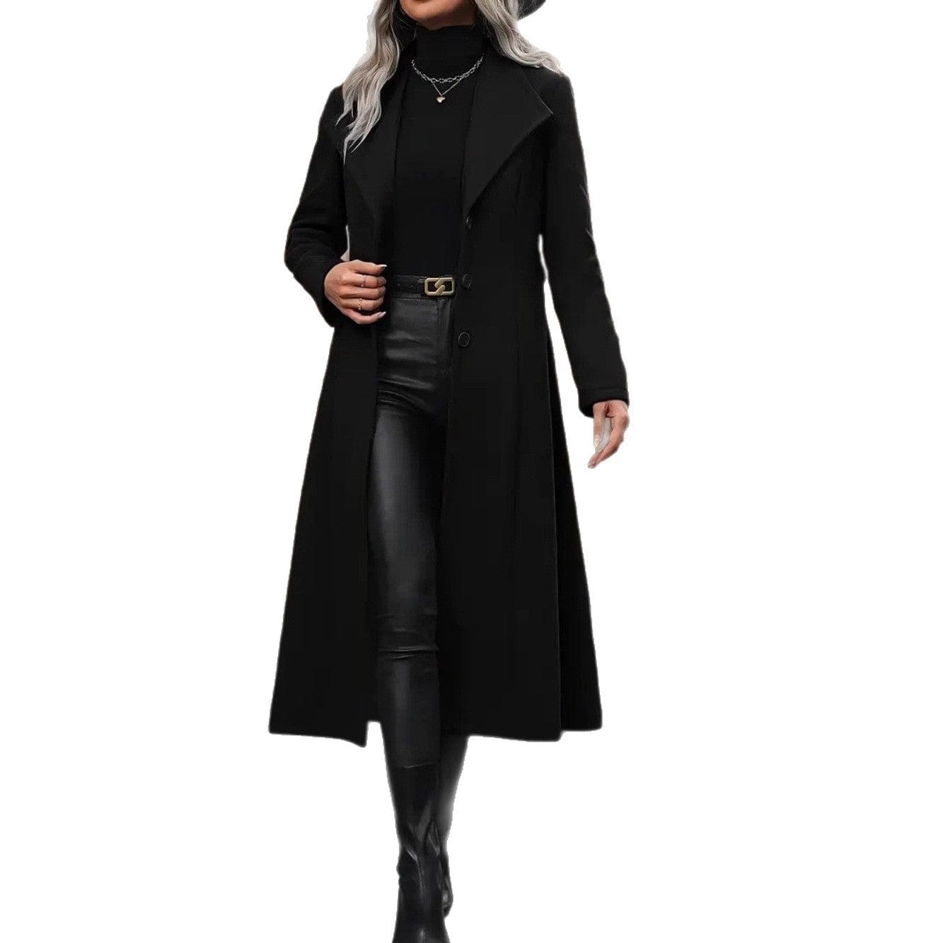 Women's Minimalist Basic Belt King - size Coat - MyStylz