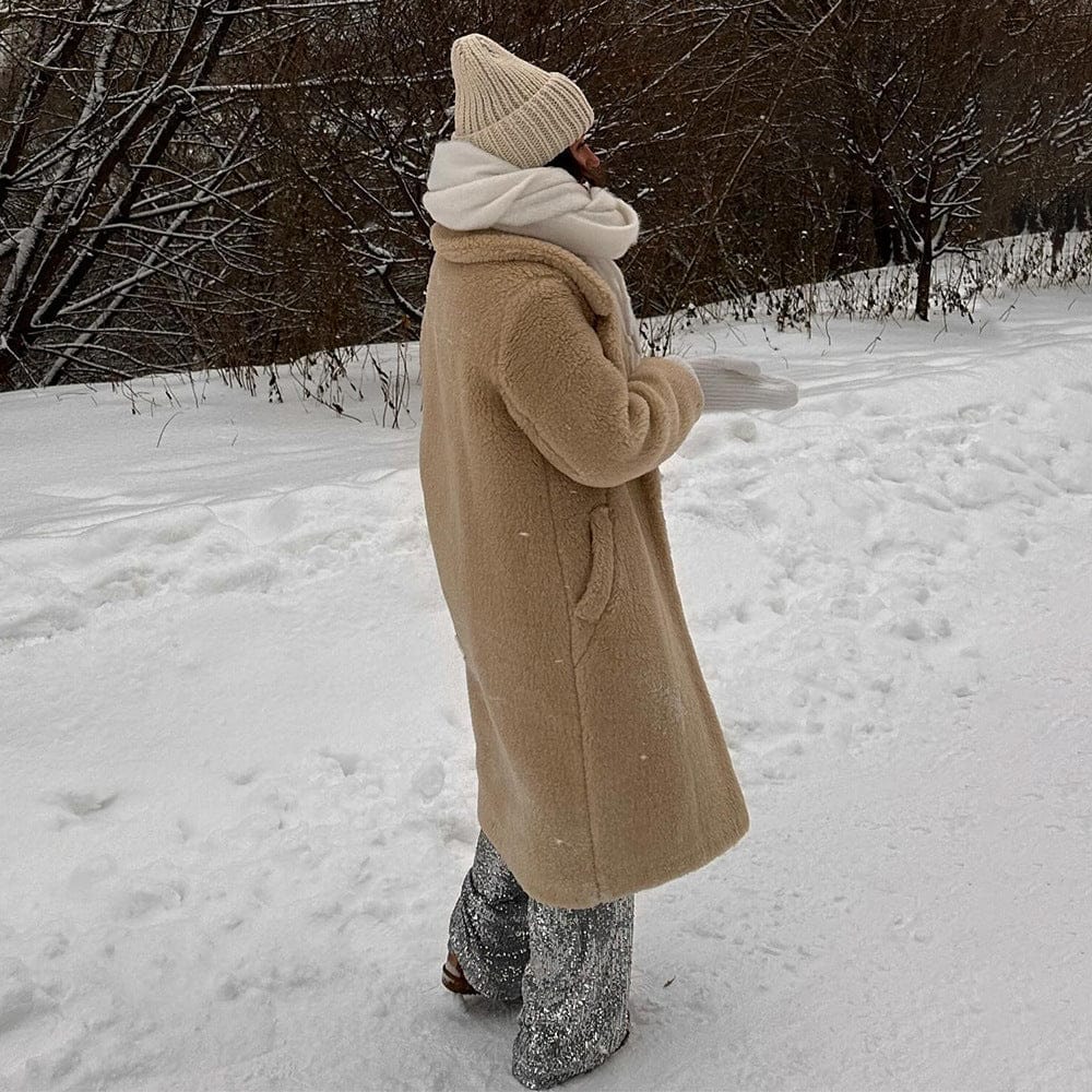 Women's Polyester Long Button Cashmere Coat - MyStylz